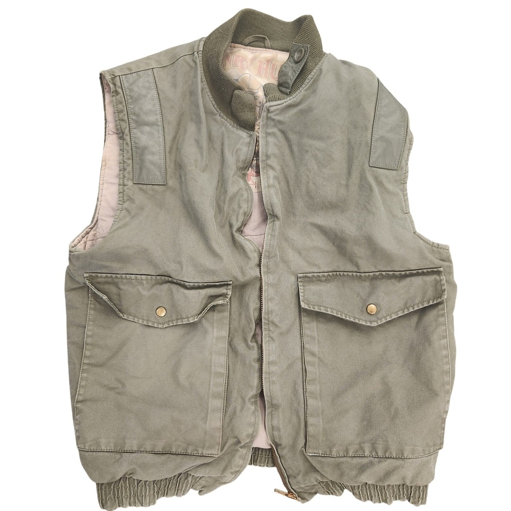 Vintage KAID by Daniel Mitchell Mens Utility Vest Olive Green Canvas Cargo M